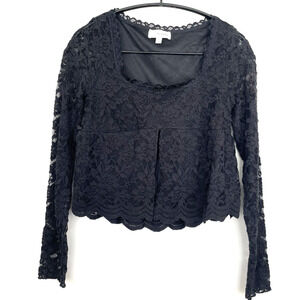 La Peche Lace Cropped Top Size S Black Square Neck Peplum Babydoll Whimsigoth